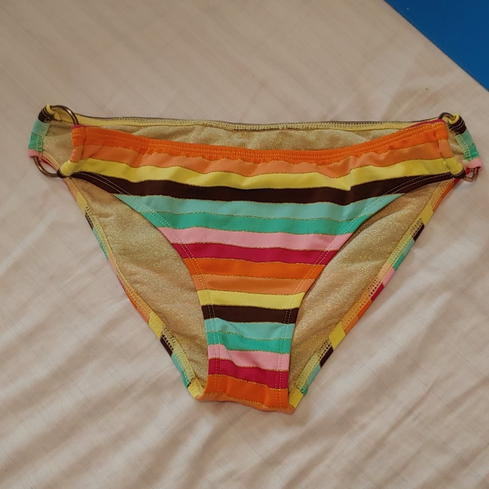 Striped Metallic Bikini Bottom